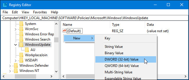 Установка значения ExcludeWUDriversInQualityUpdate = 1