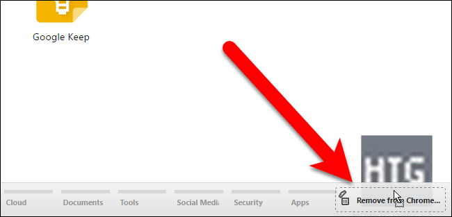 Удаление приложения из Chrome через перетаскивание в область удаления