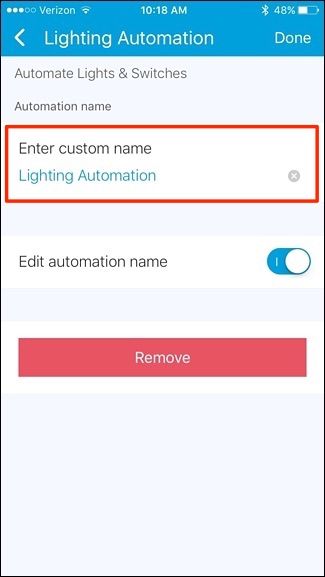 Скриншот списка правил автоматизации с возможностью удаления
