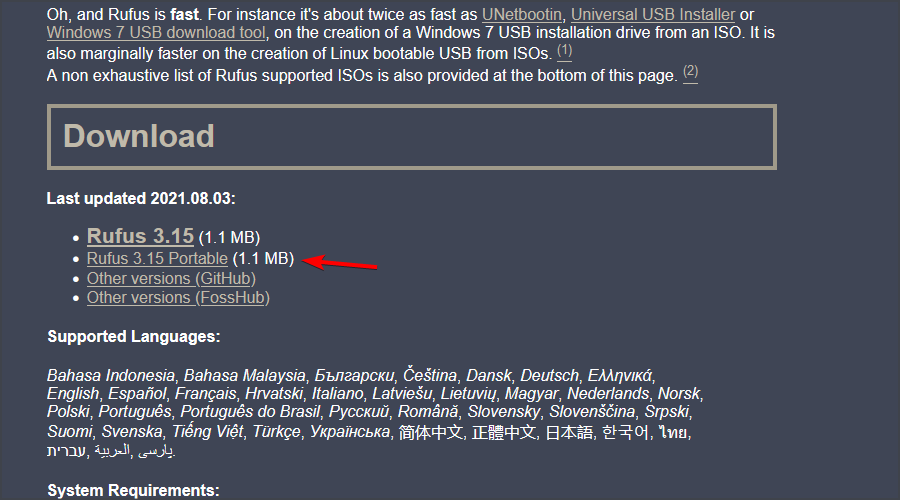 Сайт Rufus — утилита для создания загрузочных USB
