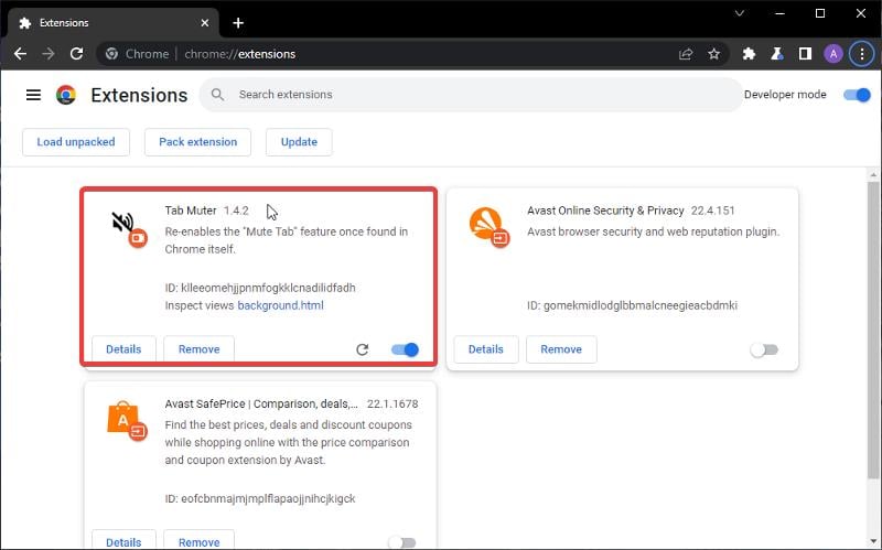 Установленное расширение в Chrome