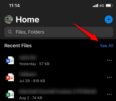 Нажмите Показать всё, чтобы увидеть список недавних файлов.