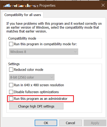 Опция запуска от имени администратора