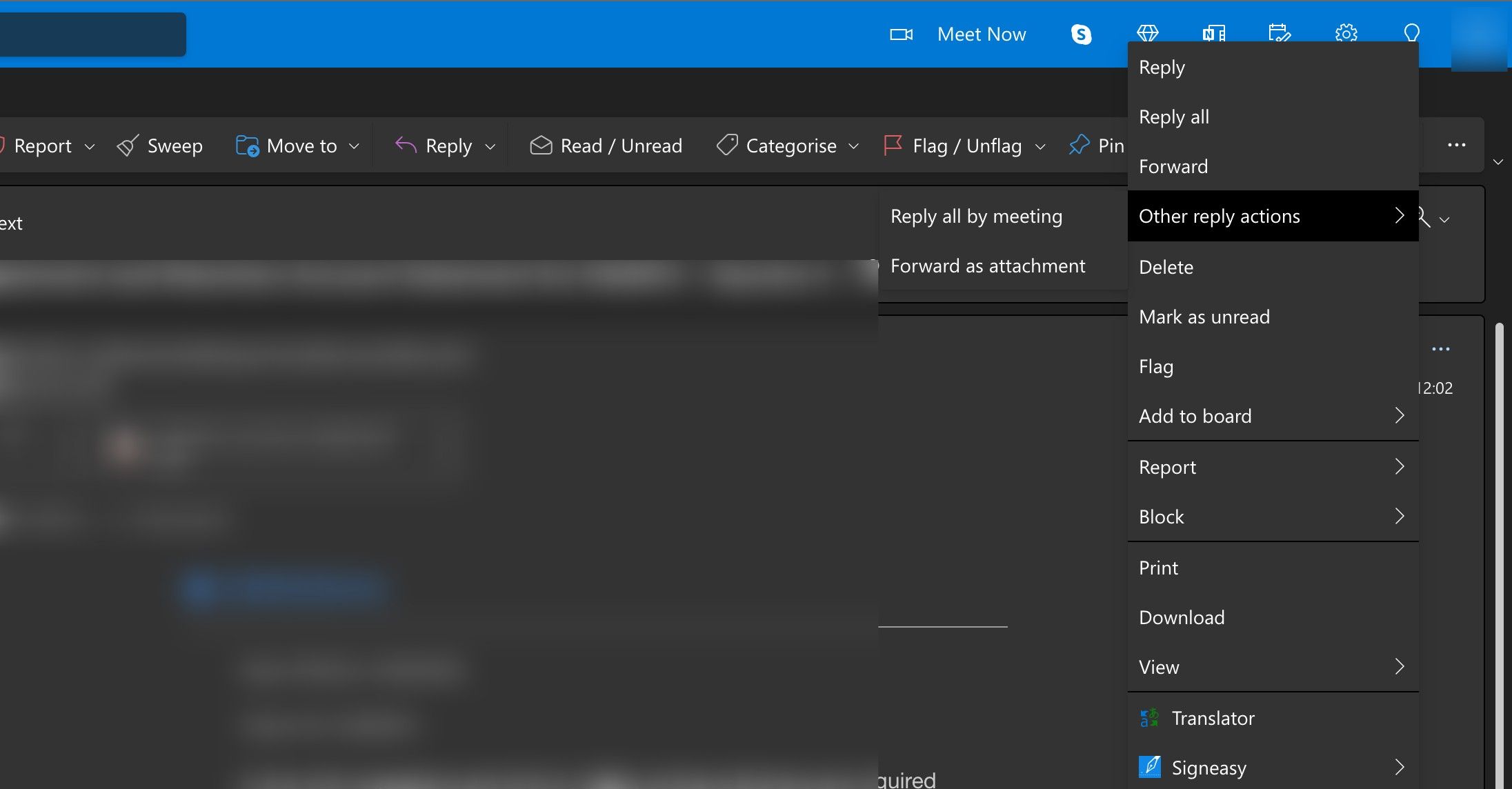 Переслать как вложение в Outlook Web