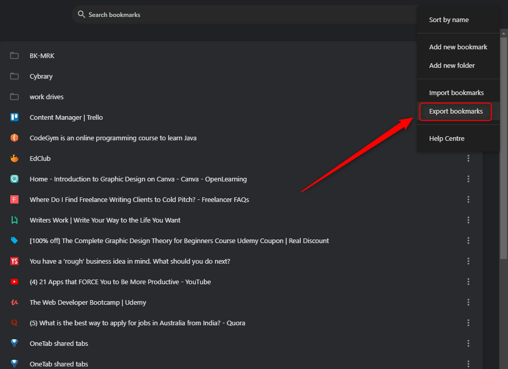 Экспорт закладок из Chrome.