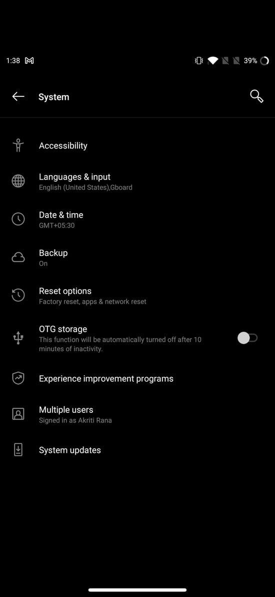 Экран Язык и ввод в Android