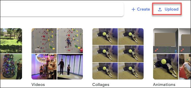 Интерфейс Google Фото с видимыми миниатюрами альбомов и лиц