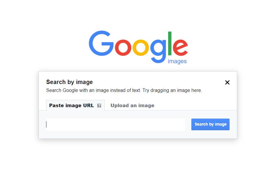 Интерфейс поиска изображений Google с кнопкой камеры