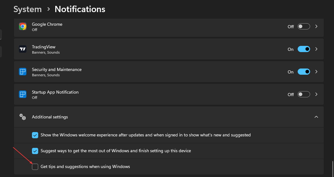 Отключение подсказок и предложений Windows