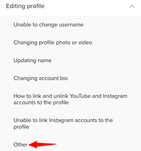 Выберите Редактирование профиля → Другое.