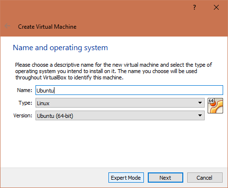 Выбор имени для Ubuntu при создании VM