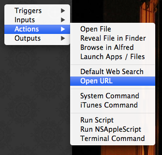 Добавление действия Open URL в рабочем процессе