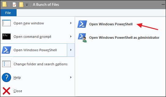 File → Open Windows PowerShell → Open Windows PowerShell.