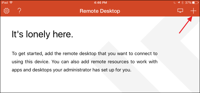 Экран Microsoft Remote Desktop при первом запуске