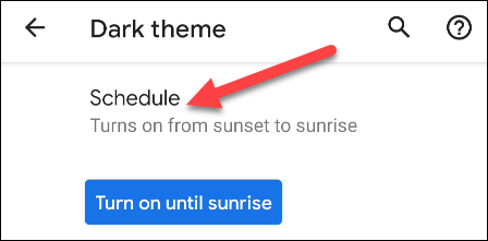 Выберите расписание для автоматического включения тёмной темы