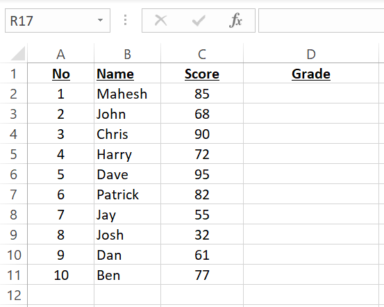 Набор данных для вложенного IF