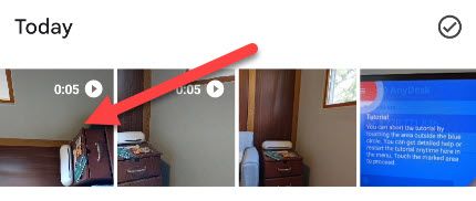Выбор видео в Google Photos перед редактированием