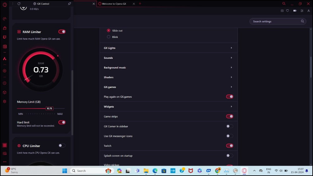 Управление памятью и CPU в Opera GX