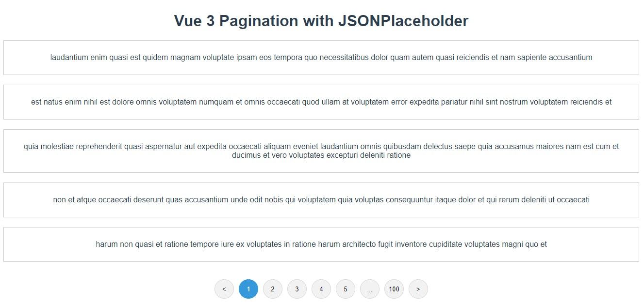 Скриншот Vue-приложения с постраничным отображением комментариев