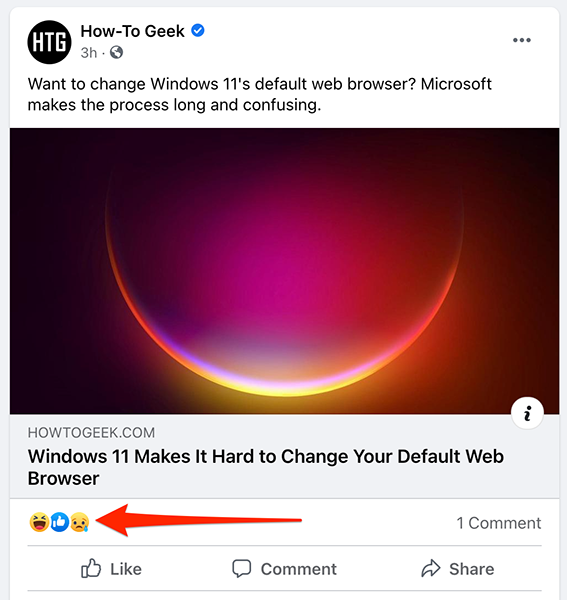 Публикация в Facebook без отображения счётчика лайков.