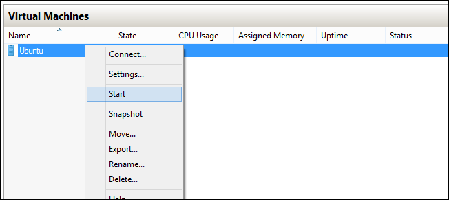Консоль виртуальной машины Hyper-V с началом загрузки Ubuntu