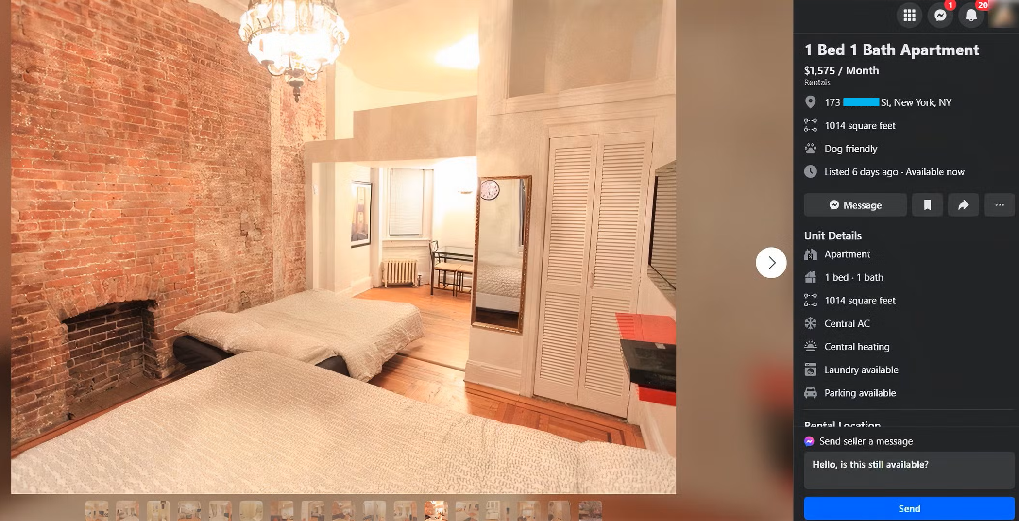 Скриншот фальшивого объявления на Facebook Marketplace.