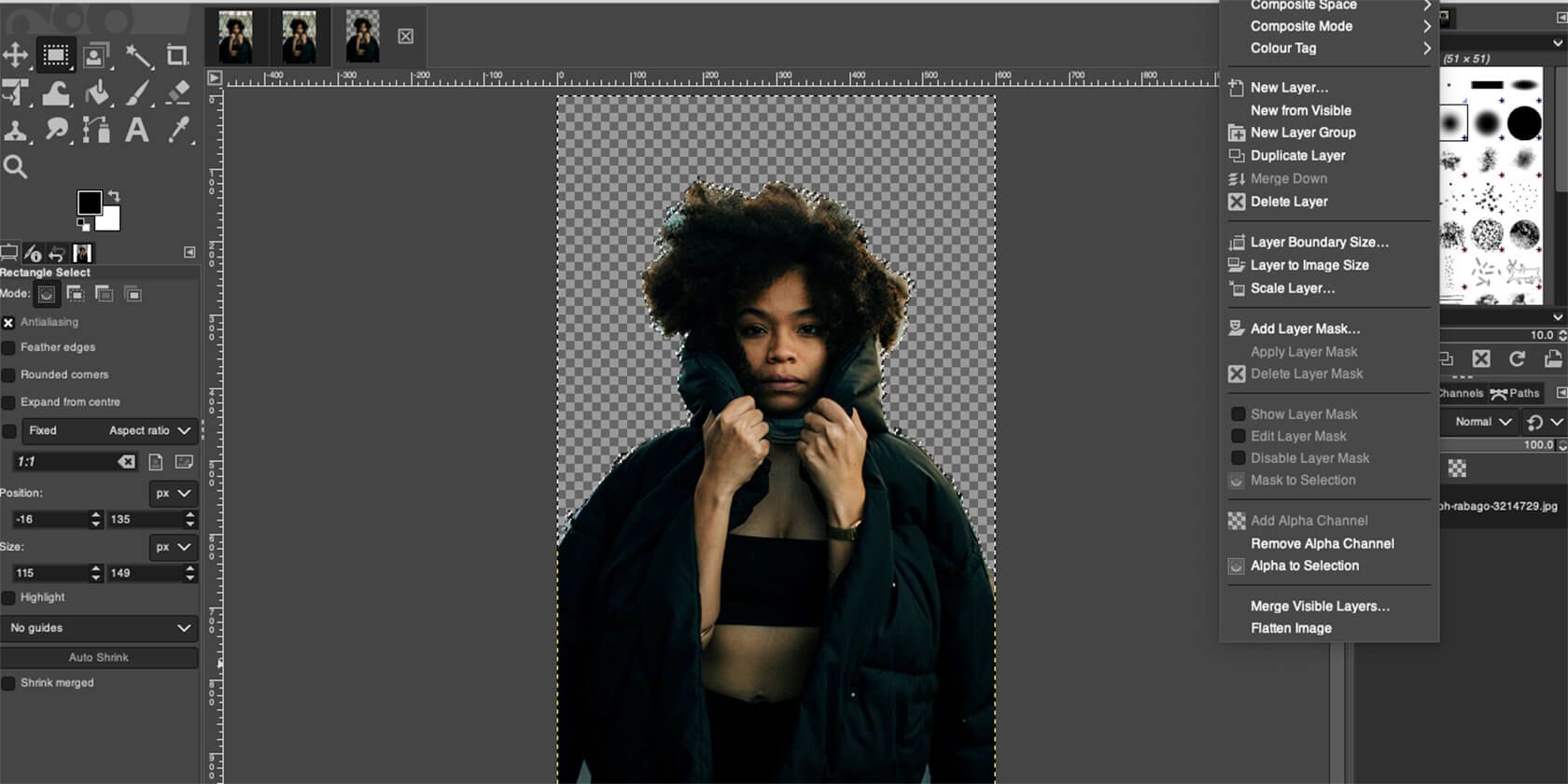 Прозрачный фон в GIMP