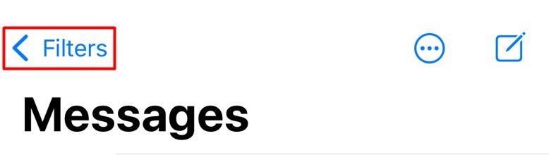 Пункт «Фильтры» в приложении Сообщения.