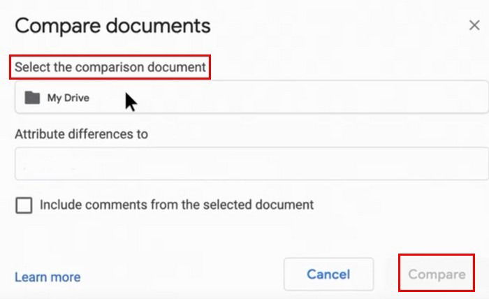 Selecionar documento para comparar