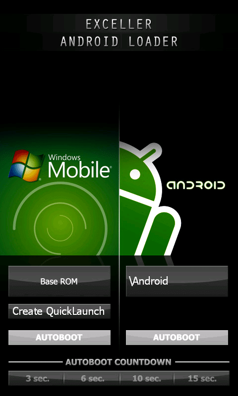 Cargador Android-Ubuntu en menú de Windows Mobile