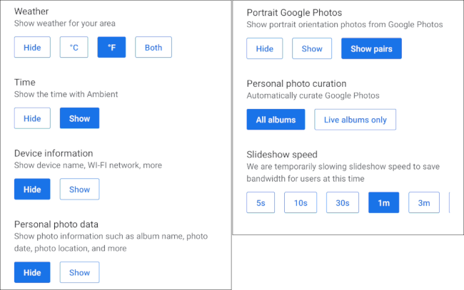 Параметры Ambient Mode: погода, время, курирование и другие опции
