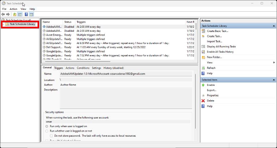 Скриншот: создание задачи в Планировщике