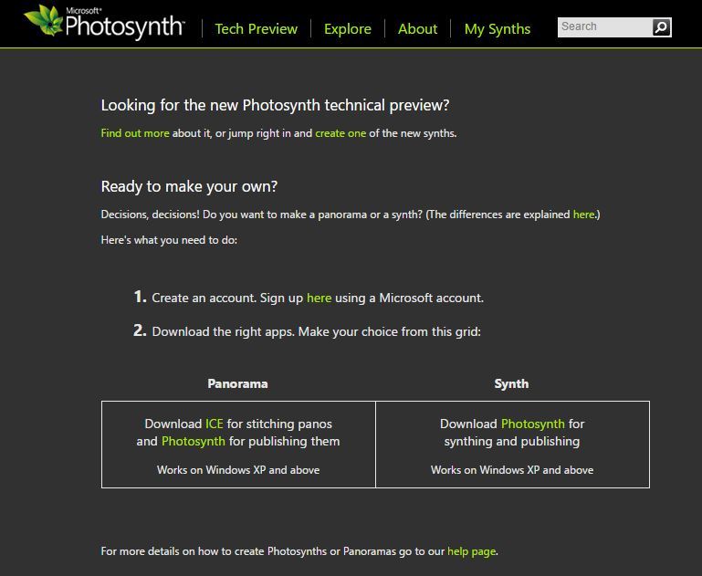 Scaricare Photosynth: pagina di download e link ufficiale