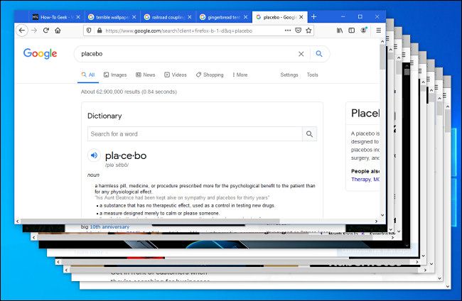 Пример множества открытых окон Firefox на рабочем столе