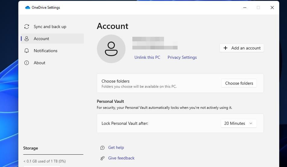 Опция Отвязать этот ПК в настройках OneDrive