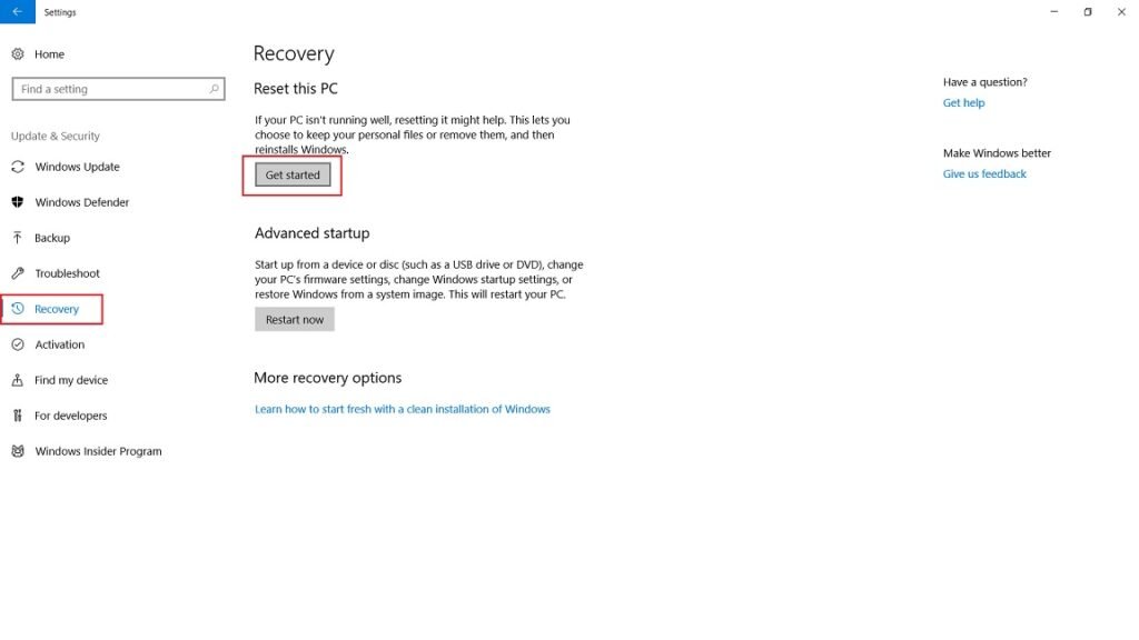 Запуск восстановления системы