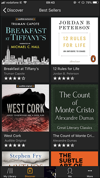 Верхняя часть страницы с рекомендациями Audible на мобильном сайте