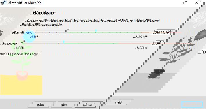 Раздел настроек аппаратных ресурсов VirtualBox