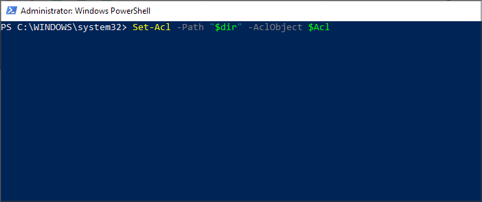Применение изменений через Set-Acl