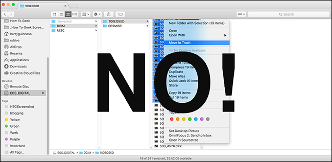 Удаление файлов с SD‑карты с компьютера
