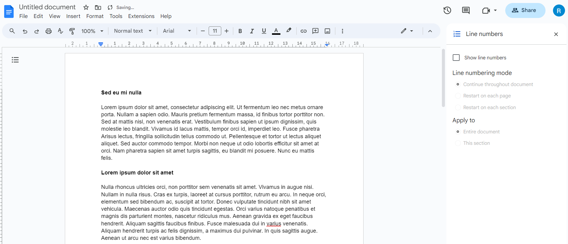 Боковая панель нумерации строк