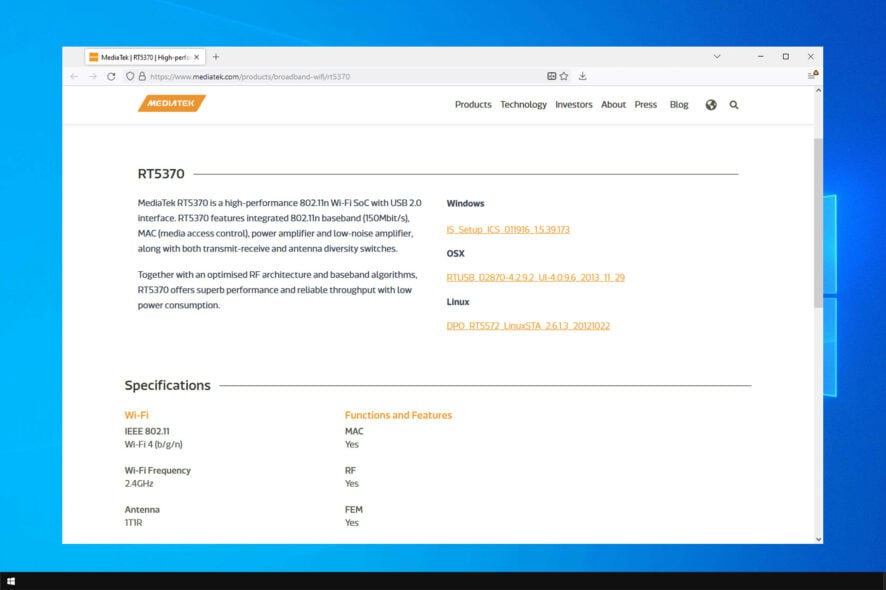Обновить Mediatek Wi‑Fi драйвер в Windows 10
