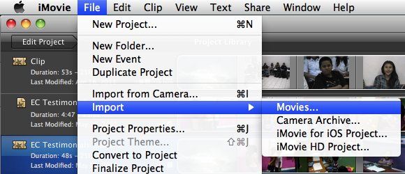 Импорт медиафайлов в iMovie