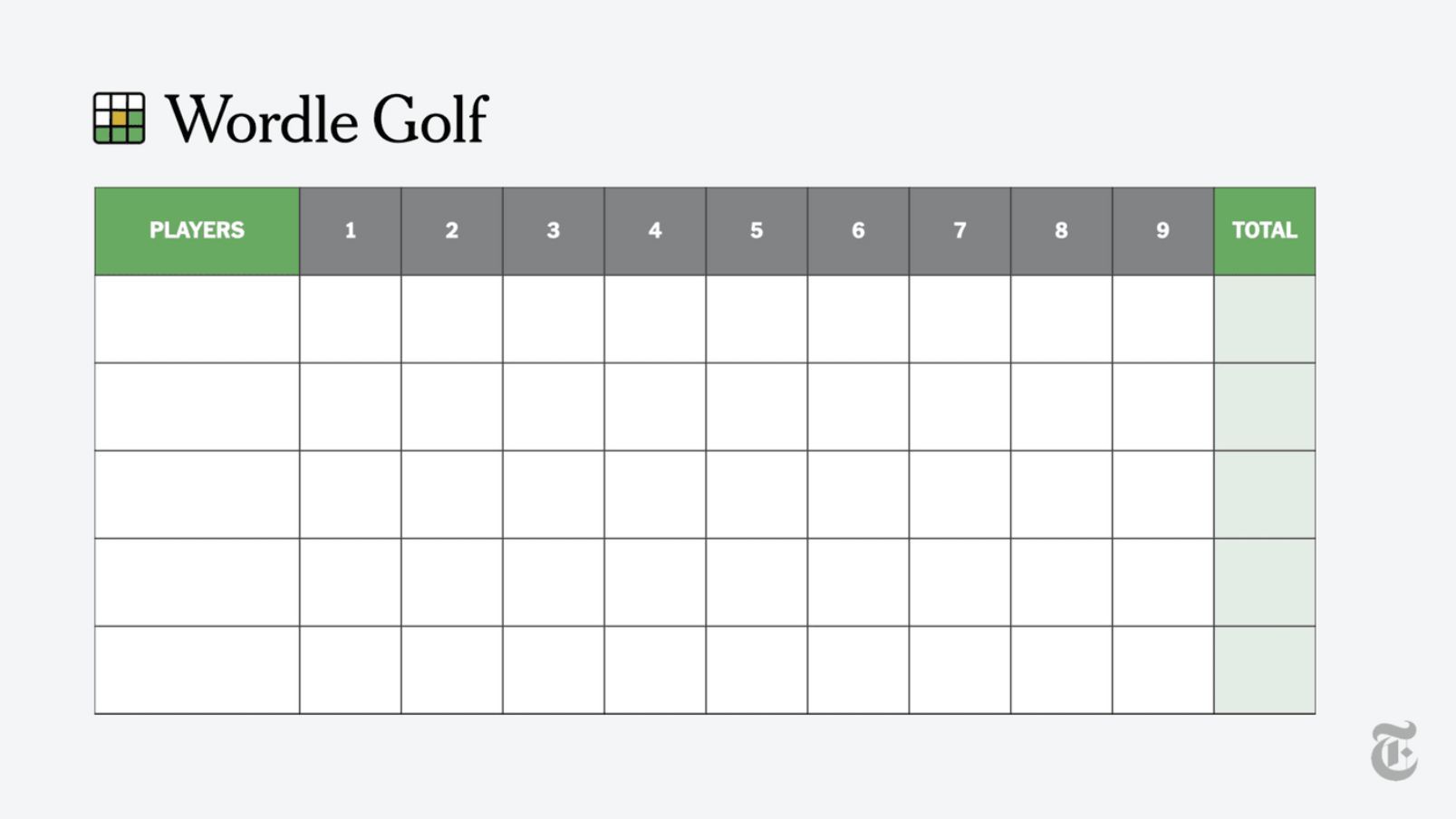 Счёт-карта Wordle Golf New York Times