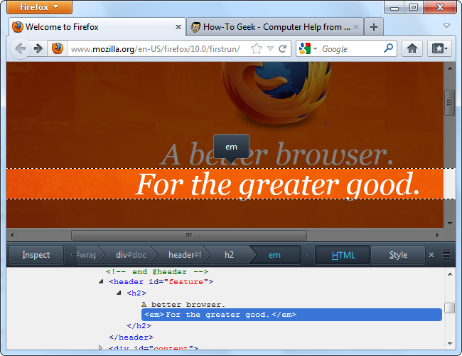 Ansicht des Seitenquelltexts im Browser