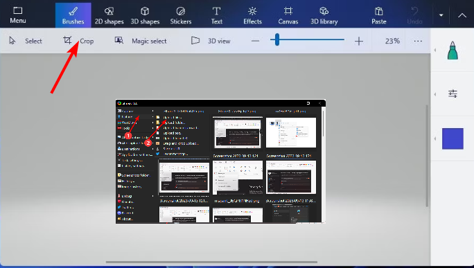 Интерфейс обрезки в Paint 3D