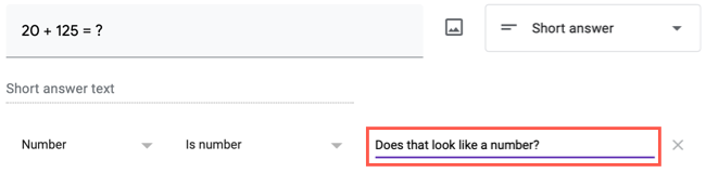 Поле ввода пользовательского текста ошибки в Google Forms