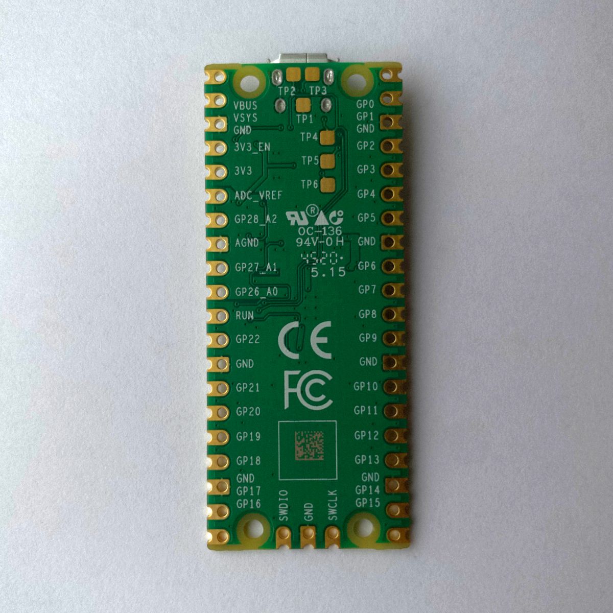 Подписи выводов GPIO на обратной стороне Pi Pico