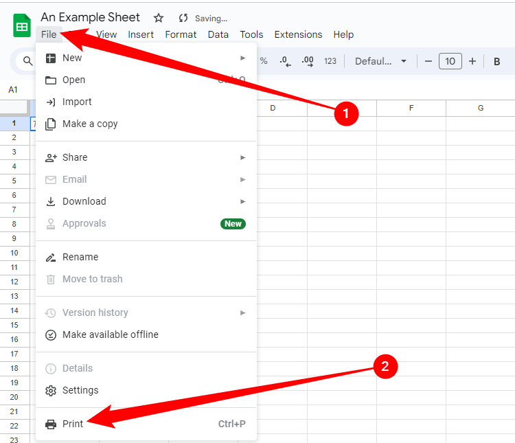 Откройте Файл, затем нажмите 'Печать'.