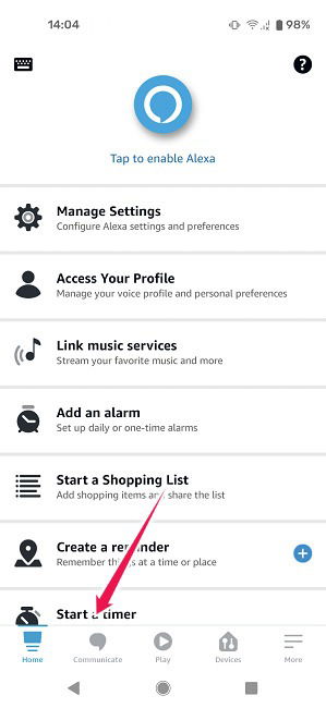 Android Alexa: вкладка 'Общение'